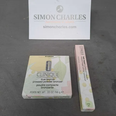 CLINIQUE LOT OF 2 COSMETIC PRODUCTS TO INCLUDE - POWDER BRONZER AND WATERPROOF MASCARA ETC