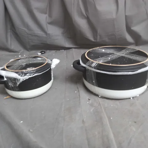 BUNDLEBERRY BY AMANDA HOLDEN PORCELAIN MEDIUM AND SMALL CASSEROLE DISH SET - BLACK & WHITE