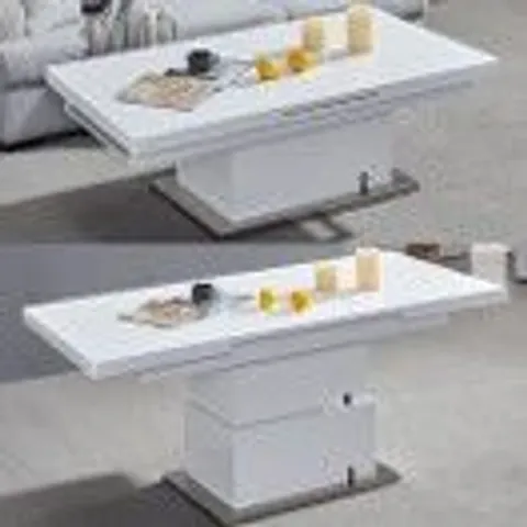 BOXED ELGIN WHITE EXTENDING HIGH GLOSS COFFEE/DINING TABLE (2 BOXES)