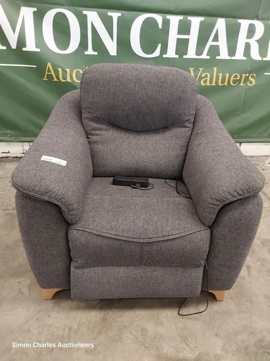 QUALITY BRITISH DESIGNER G PLAN JACKSON POWER RECLINING EASY CHAIR ROCHE SLATE FABRIC 