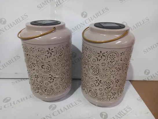 GARDEN REFLECTIONS SET OF 2 PATTERNED SOLAR LANTERNS