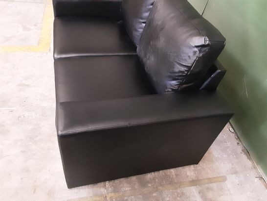 DESIGNER BLACK LEATHER 2-SEATER SOFA 