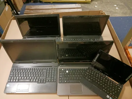 LOT OF 5 ASSORTED LAPTOPS TO INCLUDE LENOVO, ACER, TOSHIBA AND HP