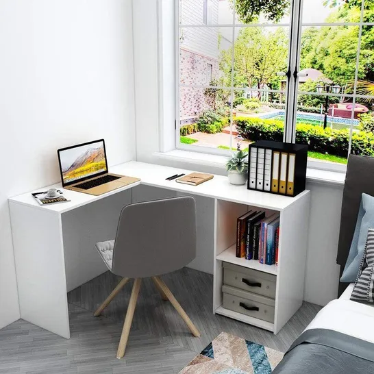 BOXED UPSILON L-SHAPED DESK - WHITE (1 BOX)