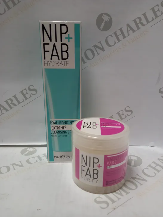 LOT OF 2 NIP+FAB PRODUCTS TO INCLUDE HYALURONIC FIX EXTREME4 CLEANSING CREAM 150ML & SALICYLIC FIX ACID DAY PADS