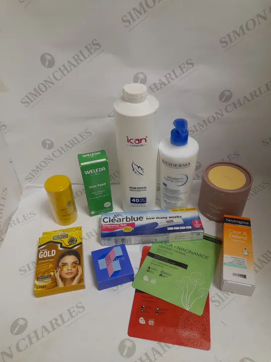 BOX OF APPROXIMATELY 20 ASSORTED HEALTH AND BEAUTY ITEMS TO INCLUDE ICAN CREAM PEROXIDE, WELEDA SKIN FOOD, NOOD SHAPE TAPE ETC