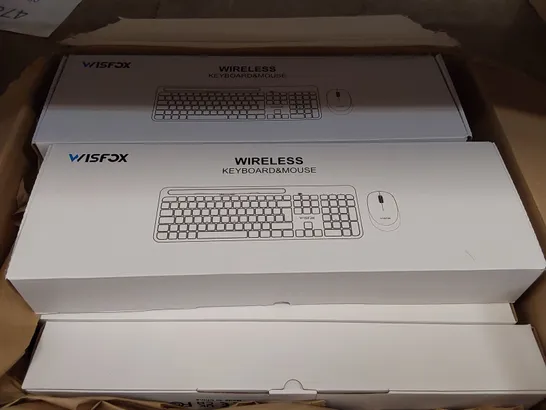 BOX OF 8X BRAND NEW WISFOX WIRELESS KEYBOARD AND MOUSE SETS (1 BOX)