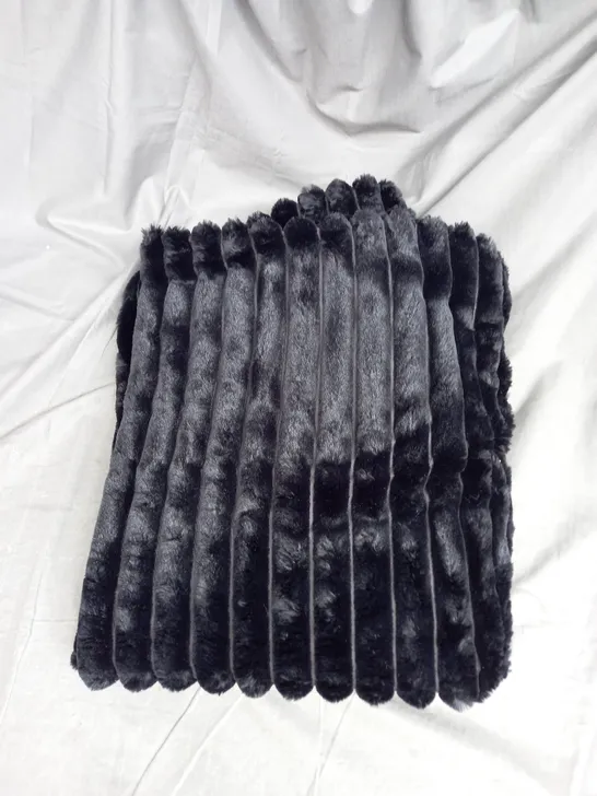 JULIEN MACDONALD REVERSIBLE FAUX FUR THROW IN BLACK