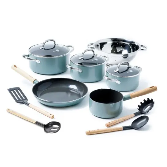 A BOXED GREENPAN MAYFLOWER ALUMINIUM 10-PIECE NON-STICK COOKWARE SET