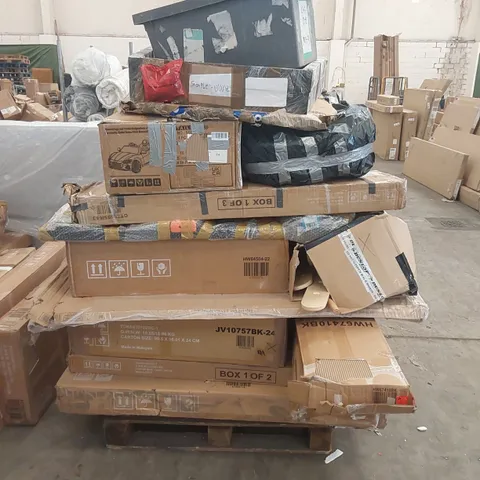 PALLET OF ASSORTED RAW HOUSEHOLD PRODUCTS AND FURNITURE PARTS 