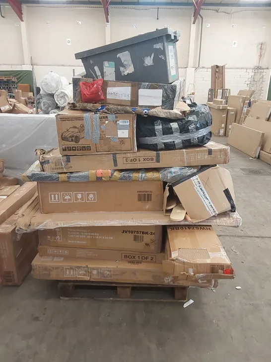 PALLET OF ASSORTED RAW HOUSEHOLD PRODUCTS AND FURNITURE PARTS 