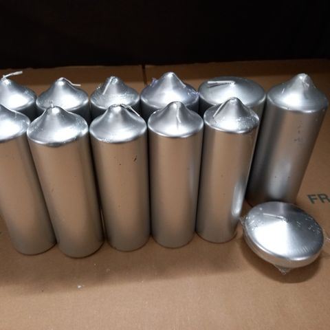 LOT OF 12 SILVER CANDLES IN VARIOUS SIZES