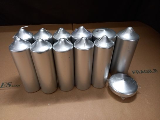 LOT OF 12 SILVER CANDLES IN VARIOUS SIZES