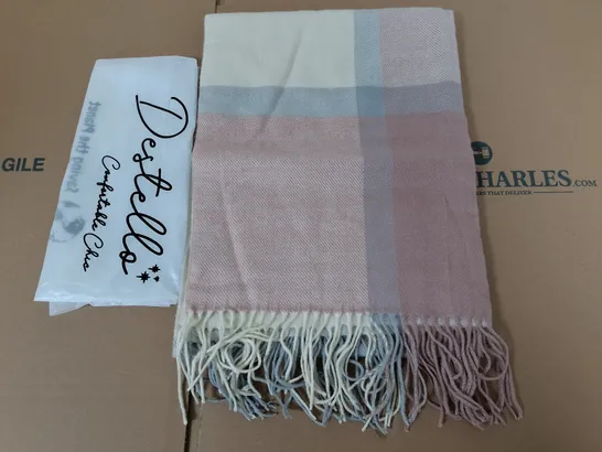 LOT OF 5 BRAND NEW DESTELLO PASTEL CHECK SCARFS