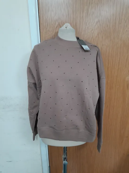 MINT VELVET RHINESTON DETAIL SWEATSHIRT IN LIGHT BROWN SIZE XL RRP £79