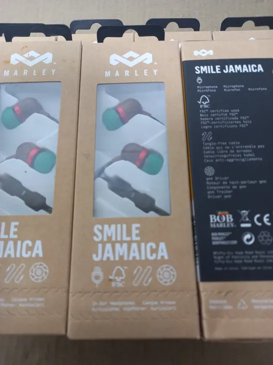 LOT OF 7 BOXED AS NEW MARLEY SMILE JAMAICA IN EAR HEADPHONES