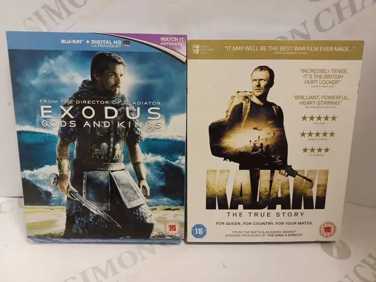 LOT OF APPROXIMATELY 10 BLURAY DVDS TO INCLUDE 9  'KAJAKI THE TRUE STORY' DVDS AND 1 'EXODUS GODS AND KINGS' DVD