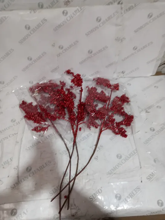 4X GLITTERED BERRY STEM RED