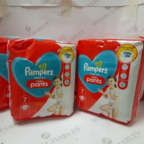 APPROXIMATELY 5 BRAND NEW PACKS OF 25 PAMPERS NAPPY PANTS SIZE 7