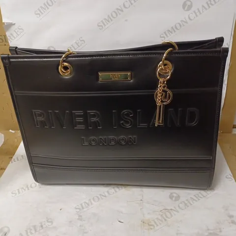 RIVER ISLAND EMBOSSED LARGE TOTE BAG - BLACK