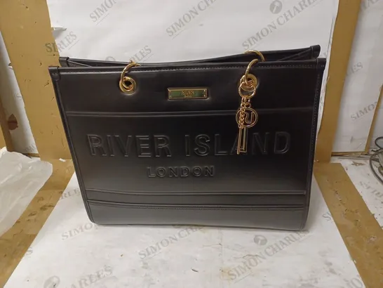 RIVER ISLAND EMBOSSED LARGE TOTE BAG - BLACK