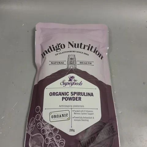 SEALED INDIGO NUTRITION ORGANIC SPIRULINA POWDER - 200G