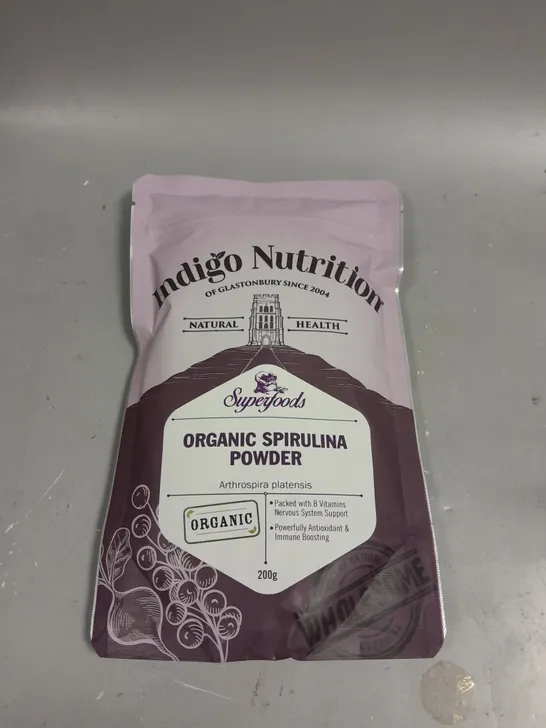 SEALED INDIGO NUTRITION ORGANIC SPIRULINA POWDER - 200G