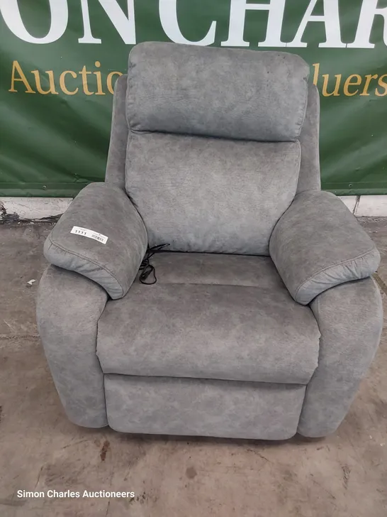 QUALITY BRITISH DESIGNER G PLAN KINGSBURY POWER RECLINING EASY CHAIR PRAMA PEWTER FABRIC 