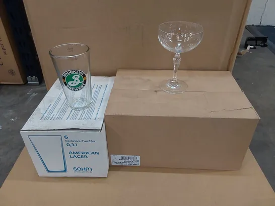 LOT OF ASSORTED CATERING AND DINING PRODUCTS, INCLUDES; 1/2 PINT GLASSES, MARTINI GLASSES, MUGS ETC