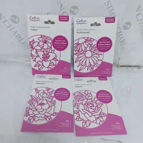 LOT OF 4 CRAFTERS COMPANION METAL CUTTING DIE SET FLORAL THEME