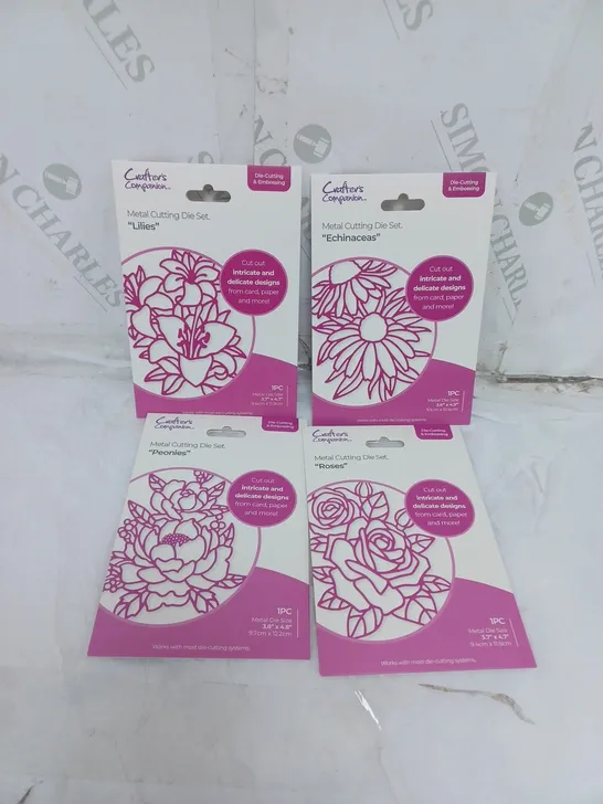 LOT OF 4 CRAFTERS COMPANION METAL CUTTING DIE SET FLORAL THEME