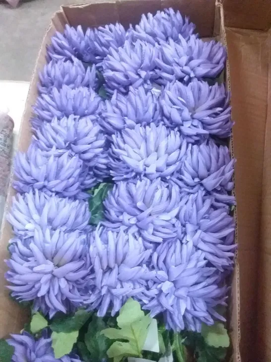 BOX OF 36 BRAND NEW SIGNATURE 65CM SINGLE MUM SPRAY W/3 LEAVES - PURPLE SILK FLOWERS