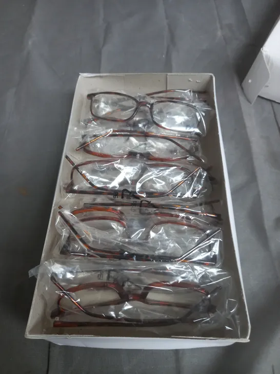 BOX OF APPROXIMATELY 10 turtle shell glasses 