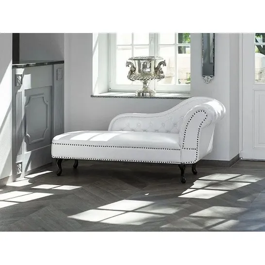 BOXED BRANNON CHAISE LOUNGE UPHOLSTERY COLOUR: WHITE (2 BOXES)