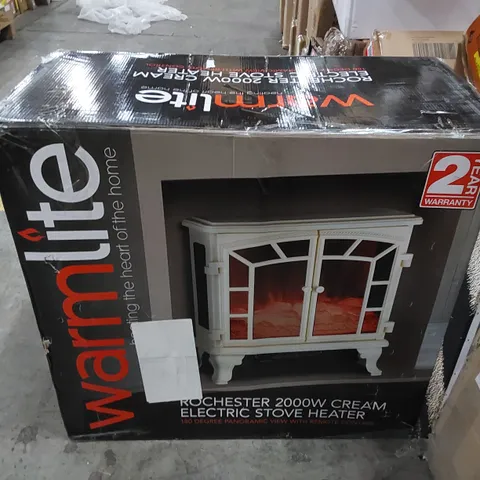 BOXED WARMLIE ROCHESTER PORTABLE ELECTRIC DOUBLE DOOR FIREPLACE WITH REALISTIC LED FLAME EFFECT, 2000W (1 BOX)
