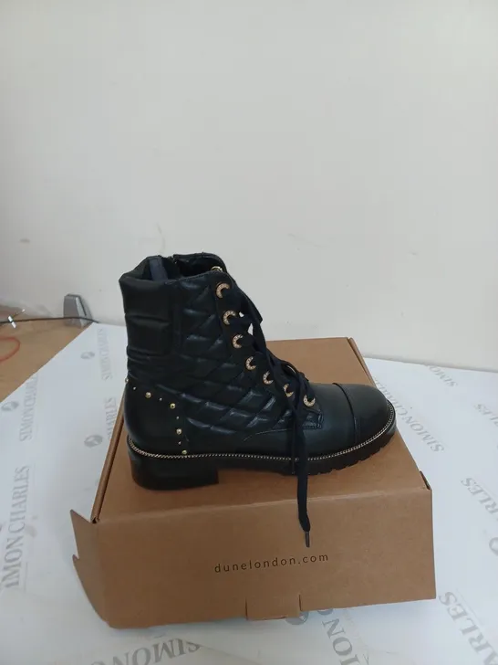 DUNE PAMPAS BLACK LEATHER ANKLE BOOT SIZE 6