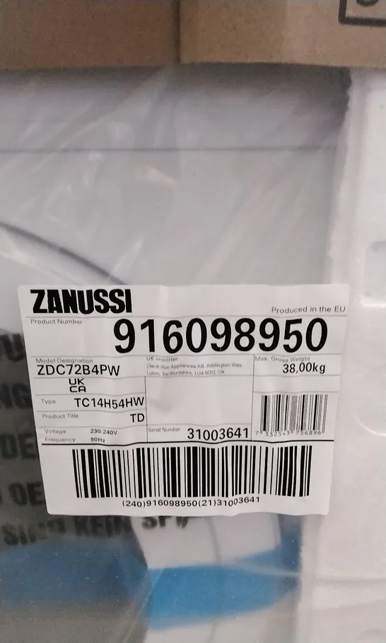 ZANUSSI ZDC72B4PW WASHING MACHINE RRP £417.00