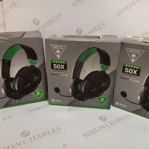 BOX OF 3 TURTLE BEACH RECON 50X WIRED GAMING HEADSETS FOR XBOX 