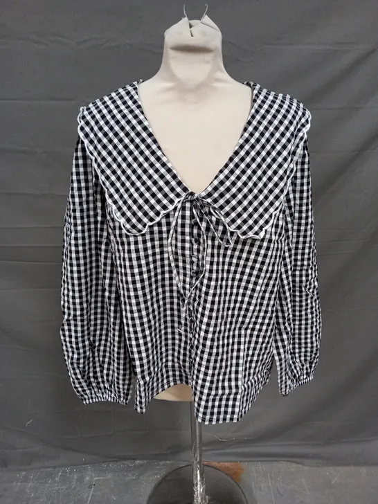 NOBODY'S CHILD BIRDIE BLOUSE IN BLACK AND WHITE SIZE 14