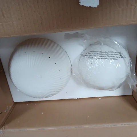 LOT OF 2 PRE LIT DECORATIVE WHITE BALLS 