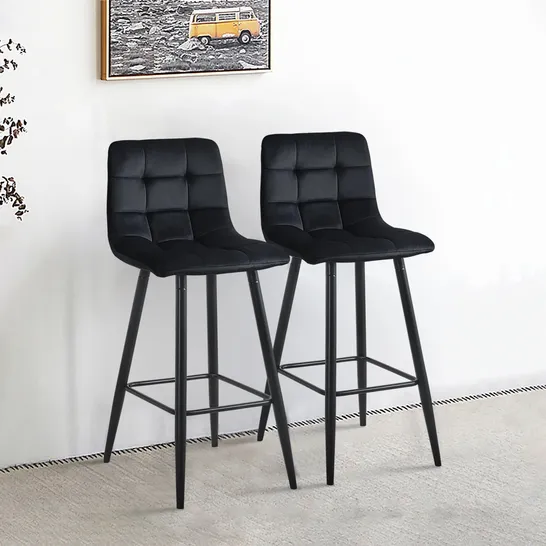 BOXED CHRISTIE SET OF TWO BLACK BARSTOOLS