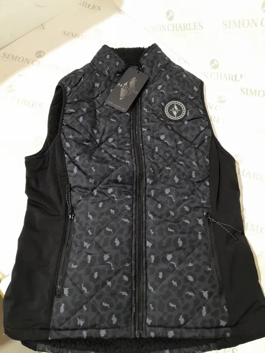 SKECHERS VEST IN MIDNIGHT LEOPARD - SIZE MEDIUM 