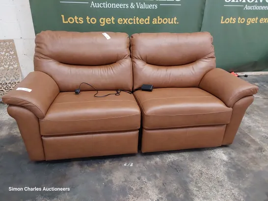 QUALITY BRITISH DESIGNER G PLAN WASHINGTON POWER RECLINING THREE SEATER SOFA DALLAS TAN LEATHER 