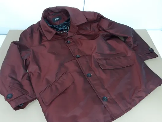 HUGO BOSS METALLIC RED BUTTON UP COAT - SIZE UNSPECIFIED 