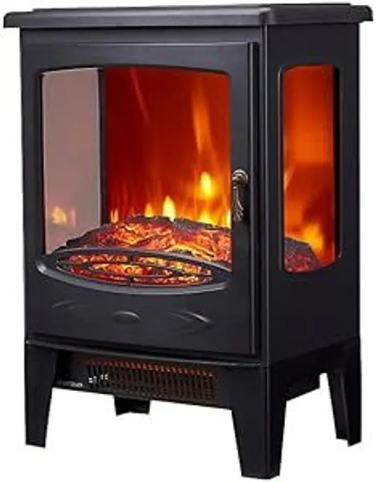 BOXED NEO FREESTANDING ELECTRIC FIRE HEATER WITH REALISTIC FIRE EFFECT - BLACK (1 BOX)