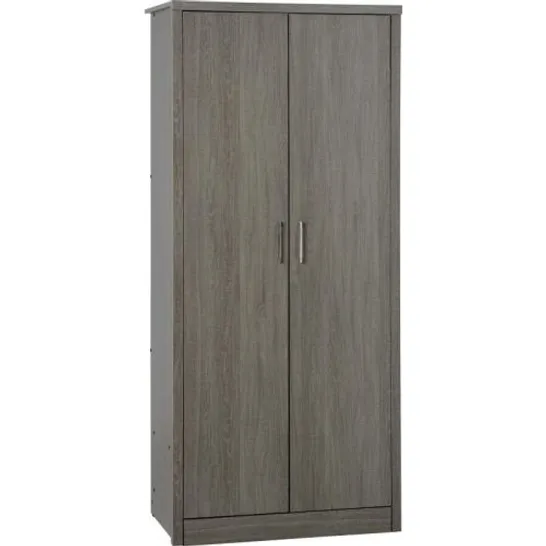 BOXED LIBSON 2 DOOR WARDROBE - BLACK WOODGRAIN 