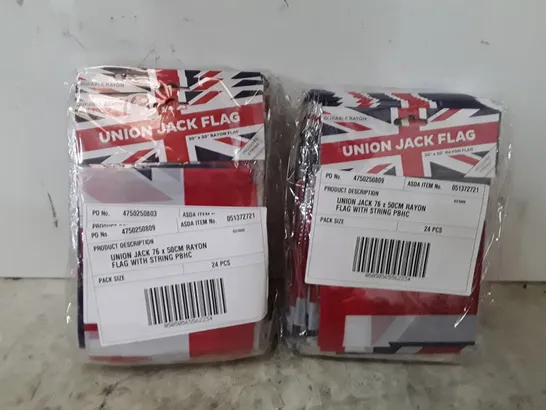 BOX OF APPROXIMATELY 25 PACKS EACH CONTAINING 24 BRAND NEW UNION JACK FLAGS 