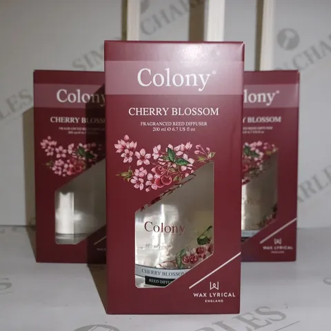 LOT OF 3 X 200ML COLONY WAX LYRICAL REED DIFFUSERS - CHERRY BLOSSOM 