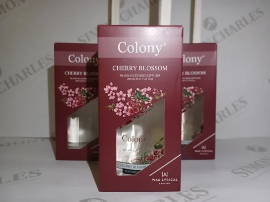 LOT OF 3 X 200ML COLONY WAX LYRICAL REED DIFFUSERS - CHERRY BLOSSOM 