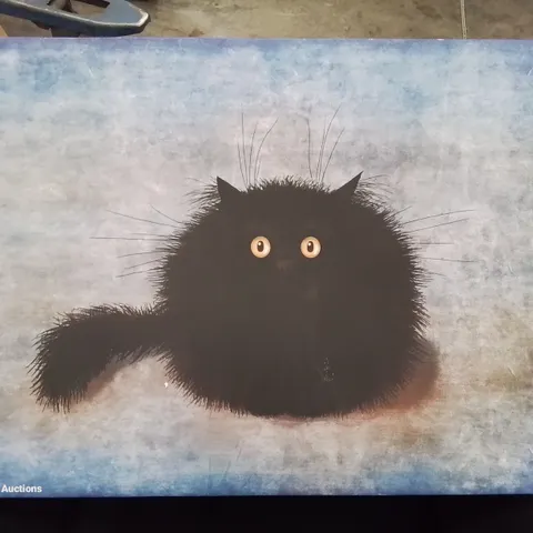 FUZZY CAT CANVAS WALL ART